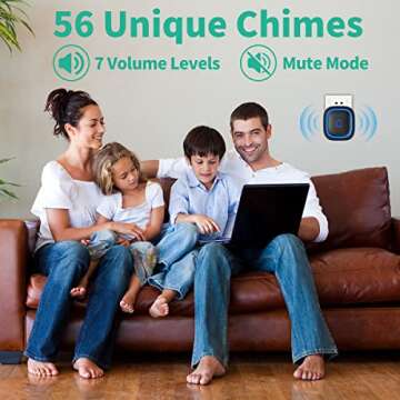 Doorbell Wireless Doorbell Classroom Doorbell IP66 Waterproof 115dB with 56 Chimes Door Bell Ringer Wireless 1000ft Range Battery Doorbells Chime Kit 7 Levels Volume Mute Mode for Home Kid Room Office