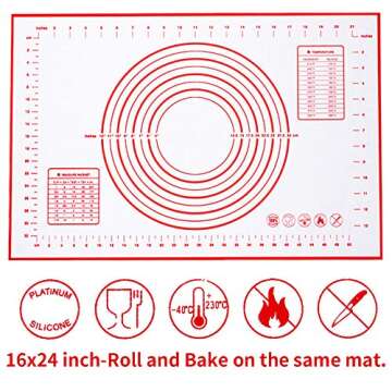 Extra Large Non Slip Silicone Baking Mat with Measurement 16x24