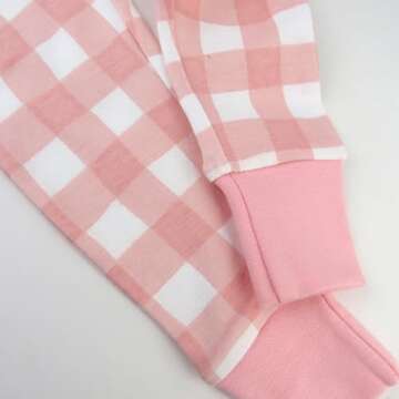HonestBaby 2-Piece Pajamas Sleepwear PJs 100% Organic Cotton for Baby, Toddler, Kids, Girl, Pink Check, 6 Years