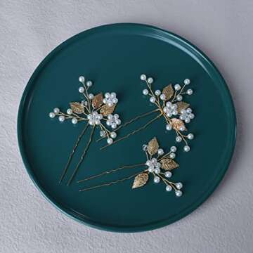 Beusoulover Handmade Gold Hair Pins - Elegant Bridal Accessories Set