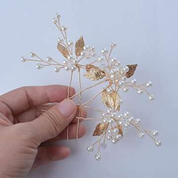 Beusoulover 3pcs Gold Hair Pins for Weddings and Parties