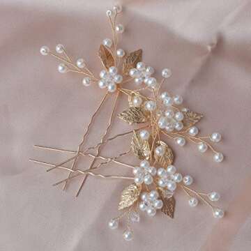 Beusoulover 3pcs Gold Hair Pins for Weddings and Parties