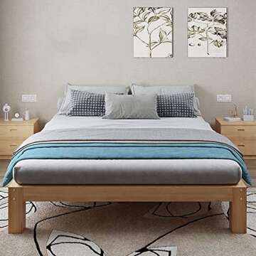 Durable LITFAD Scandinavian Bed Frame - Solid Wood Design