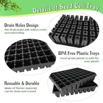 ALMOXVYE 8 Pack Seedling Plug Trays - 54 Cell Seed Starter Trays Gardening Germination Tray Growing Nursery Pots for Seeds Plants Propagation Germination Garden Indoor