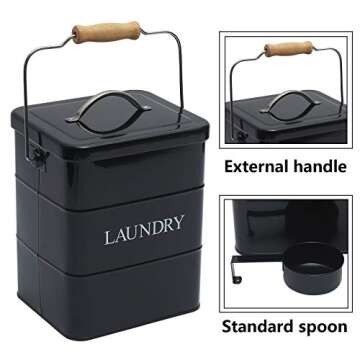 Xbopetda Laundry Powder Bin, Washing Powder Storage Tin with Scoop, Airtight Lid & Handles, Laundry Detergent Powder Storage Box - Perfect for Holding Pods Tablets Capsules Powder Detergent-Black