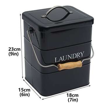 Xbopetda Laundry Powder Bin, Washing Powder Storage Tin with Scoop, Airtight Lid & Handles, Laundry Detergent Powder Storage Box - Perfect for Holding Pods Tablets Capsules Powder Detergent-Black