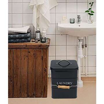Xbopetda Laundry Powder Bin, Washing Powder Storage Tin with Scoop, Airtight Lid & Handles, Laundry Detergent Powder Storage Box - Perfect for Holding Pods Tablets Capsules Powder Detergent-Black