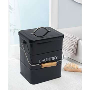 Xbopetda Laundry Powder Bin, Washing Powder Storage Tin with Scoop, Airtight Lid & Handles, Laundry Detergent Powder Storage Box - Perfect for Holding Pods Tablets Capsules Powder Detergent-Black
