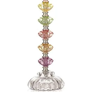 360 Lighting Bohemian Traditional Chic Style Accent Table Lamp 21" High Multi Colored Stacked Glass Pink Orchid Bell Shade Decor for Kids Girls Living Room Bedroom Bedside House Nightstand
