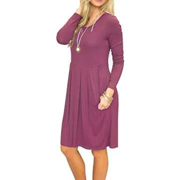 AUSELILY Women's Long Sleeve Dress - Comfortable & Stylish!