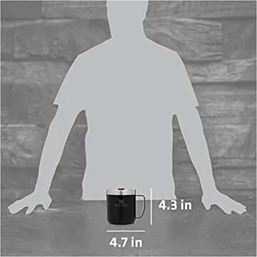 Stanley Stay Hot Camp Mug - Durable 18/8 Stainless Steel Insulated Mug - Splash-Free Tritan™ Drink-Thru Lid - 12 OZ - Matte Black