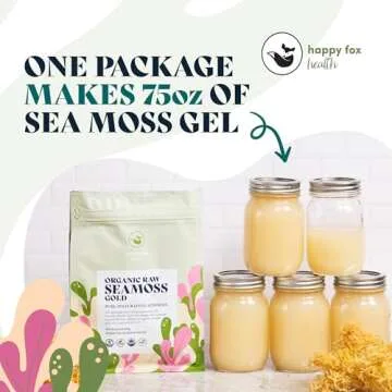 Organic Sea Moss Raw Gold - Makes 75oz of Seamoss Gel Rich in Vitamins & Minerals, Certified Non-GMO...