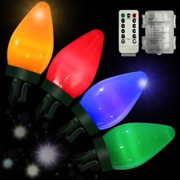 Anycosy Christmas Lights, 29.5 FT 60 LEDs C7 Battery Operated Strings Lights with 8 Modes for XMas T...