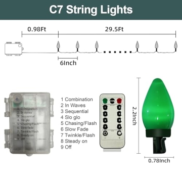 Anycosy Battery Operated Christmas Lights, 29.5 FT String with Timer & Remote