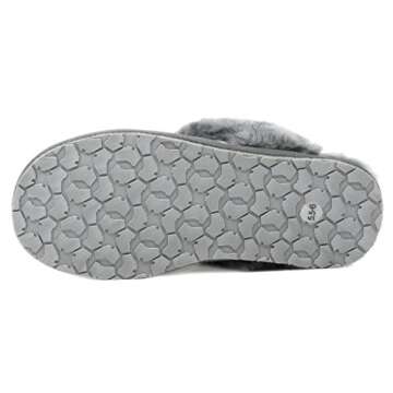 DREAM PAIRS Women's Bliz Grey Sheepskin Slip On House Slippers Indoor & Outdoor Winter Shoes Size 7.5-8 M US