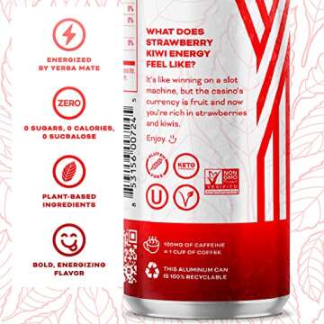 Yerbaé Energy Seltzer - Strawberry Kiwi, 0 Sugar, 0 Calories, 0 Carbs. Yerbae is Energized by Yerba...
