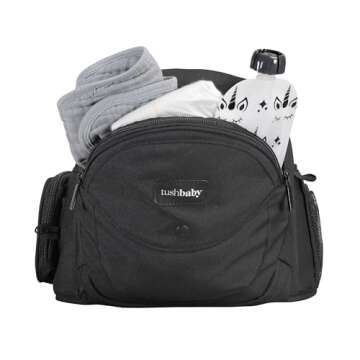 Tushbaby - Safety-Certified Hip Seat Baby Carrier - Mom’s Choice Award Winner, Seen on Shark Tank, Ergonomic Carrier & Extenders for Newborns & Toddlers (Carrier, Black)