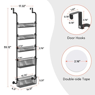 Over the Door Organizer 5-Tier Heavy-Duty Spice Rack