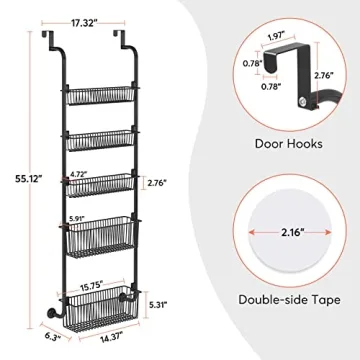 Over the Door Organizer 5-Tier Heavy-Duty Spice Rack