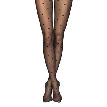 Conte Womens Large Polka Dot Fantasy Design Pantyhose Tights Desire, Nero, Large