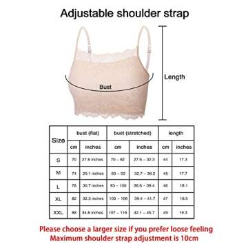 Boao 4 Pieces Women's Lace Camisole Stretch Half Cami Breathable Bra Comfort Lace Bralette Top for Lady Girls(Small,Black, White, Beige, Grey)