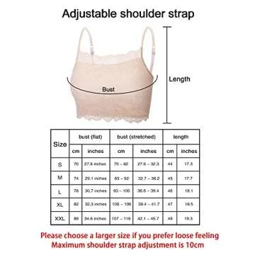 Boao 4 Pieces Women's Lace Camisole Stretch Half Cami Breathable Bra Comfort Lace Bralette Top for Lady Girls(Small,Black, White, Beige, Grey)