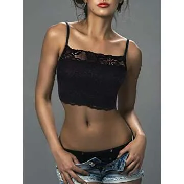 Boao 4 Pieces Women's Lace Camisole Stretch Half Cami Breathable Bra Comfort Lace Bralette Top for Lady Girls(Small,Black, White, Beige, Grey)