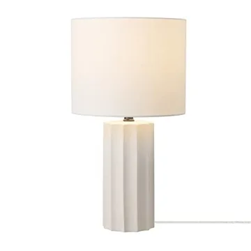 Globe Electric 65922 20" Table Lamp, Ribbed Concrete Finish, White Linen Shade