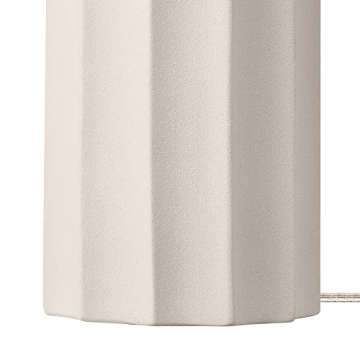 Globe Electric 65922 20" Table Lamp, Ribbed Concrete Finish, White Linen Shade