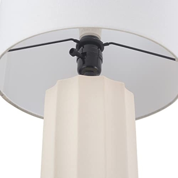 Globe Electric 65922 20" Table Lamp, Ribbed Concrete Finish, White Linen Shade