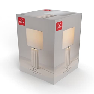 Globe Electric 65922 20" Table Lamp, Ribbed Concrete Finish, White Linen Shade