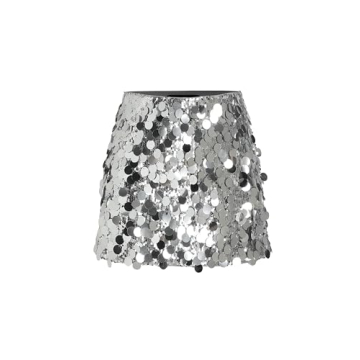 CIDER Sequin Mid Waist Mini Skirt: Dazzle in Silver Style