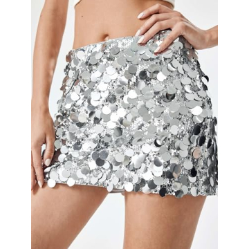 CIDER Sequin Mid Waist Mini Skirt for Dazzling Elegance