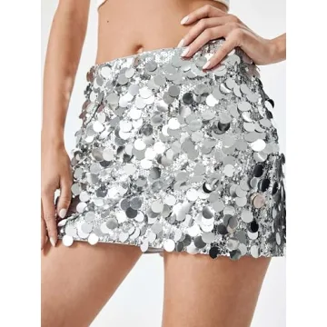 CIDER Sequin Mid Waist Mini Skirt for Dazzling Elegance