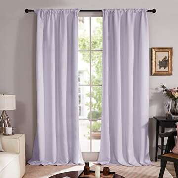 Deconovo Blackout Curtains for Bedroom, Back Tab Curtains with Black Liner, Thermal Insulated Drapes...