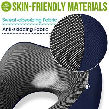 Travel Pillow 100% Pure Memory Foam Neck Pillow for Airplanes, Super Soft & Comfortable Pillow with Machine Washable Cover, Airplane Travel Kit with 3D Contoured Eye Masks, Earplugs and Reusable Bag