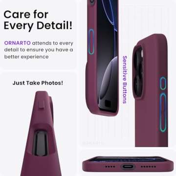 ORNARTO Compatible with iPhone 16 Pro Max Case 6.9", Slim Liquid Silicone 3 Layers Soft Gel Rubber Shockproof Protective Case with Anti-Scratch Microfiber Lining-Wine Red