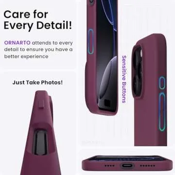 ORNARTO Compatible with iPhone 16 Pro Max Case 6.9", Slim Liquid Silicone 3 Layers Soft Gel Rubber Shockproof Protective Case with Anti-Scratch Microfiber Lining-Wine Red
