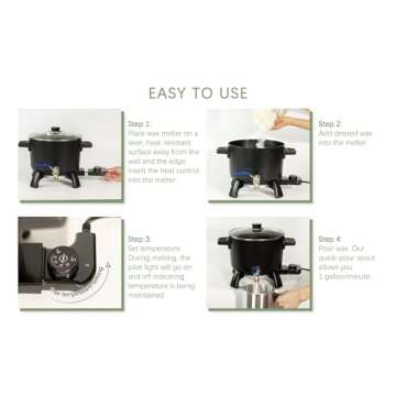 Wax Melter for Candle Making, 6Qts Candle Wax Melting Pot with Spout for Soy Wax Soap Base Easy Pour & Non-Stick & Temps