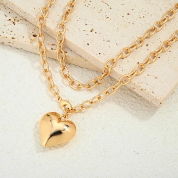 CLASSYZINT Gold Puffy Heart Necklace for Every Occasion