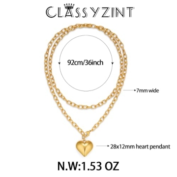 CLASSYZINT Gold Puffy Heart Necklace for Every Occasion