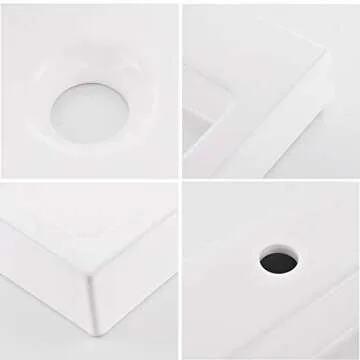 Vessel Sink, Bathroom Vessel Sink Rectangular White, 24 x18 Inch Above Counter Porcelain Ceramic Vessel Sink, Rectangle Vanity Lavatory Bath Countertop Bathroom Sink Bowl Basin with Faucet Hole