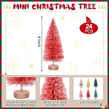 Yuxung 24 Pcs 4 Inch Mini Christmas Tree Bottle Brush Trees Artificial Frosted Sisal Christmas Tree ...