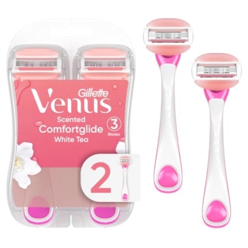 Gillette Venus ComfortGlide Disposable Razors for Women - 2 Count, Smooth Shave with White Tea Scent...