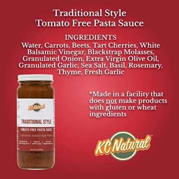 KC Natural | Traditional Style Tomato Free Pasta Sauce | 280mg Sodium - 2-Pack