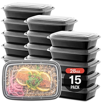 15-Pack Reusable Meal Prep Containers with Lids – Microwave & Freezer Safe