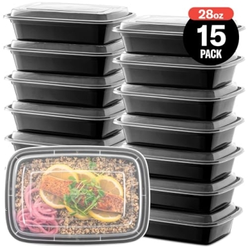 15-Pack Meal Prep Containers - Microwave & Dishwasher Safe