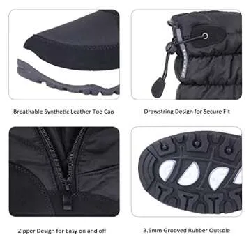 CIOR Women's Snow Boots Winter II Water-Resistant Fur Lined Frosty Warm Anti-Slip Boot U120WMX001-Black-39