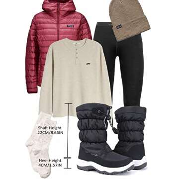 CIOR Women's Snow Boots Winter II Water-Resistant Fur Lined Frosty Warm Anti-Slip Boot U120WMX001-Black-39