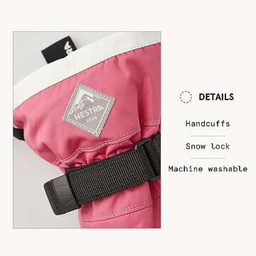 Hestra Gauntlet CZone Junior Mitt - Waterproof, Insulated Snow Mitt for Skiing, Playing in The Snow for Kids - Fuchsia/Ivory - 3